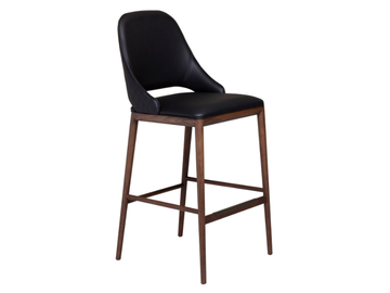 MALVA ÉLITE - High stool in leather and walnut base by Tonin Casa - view 3